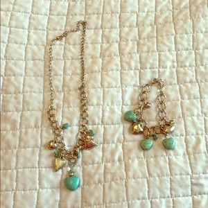 Heart Necklace and Bracelet Set